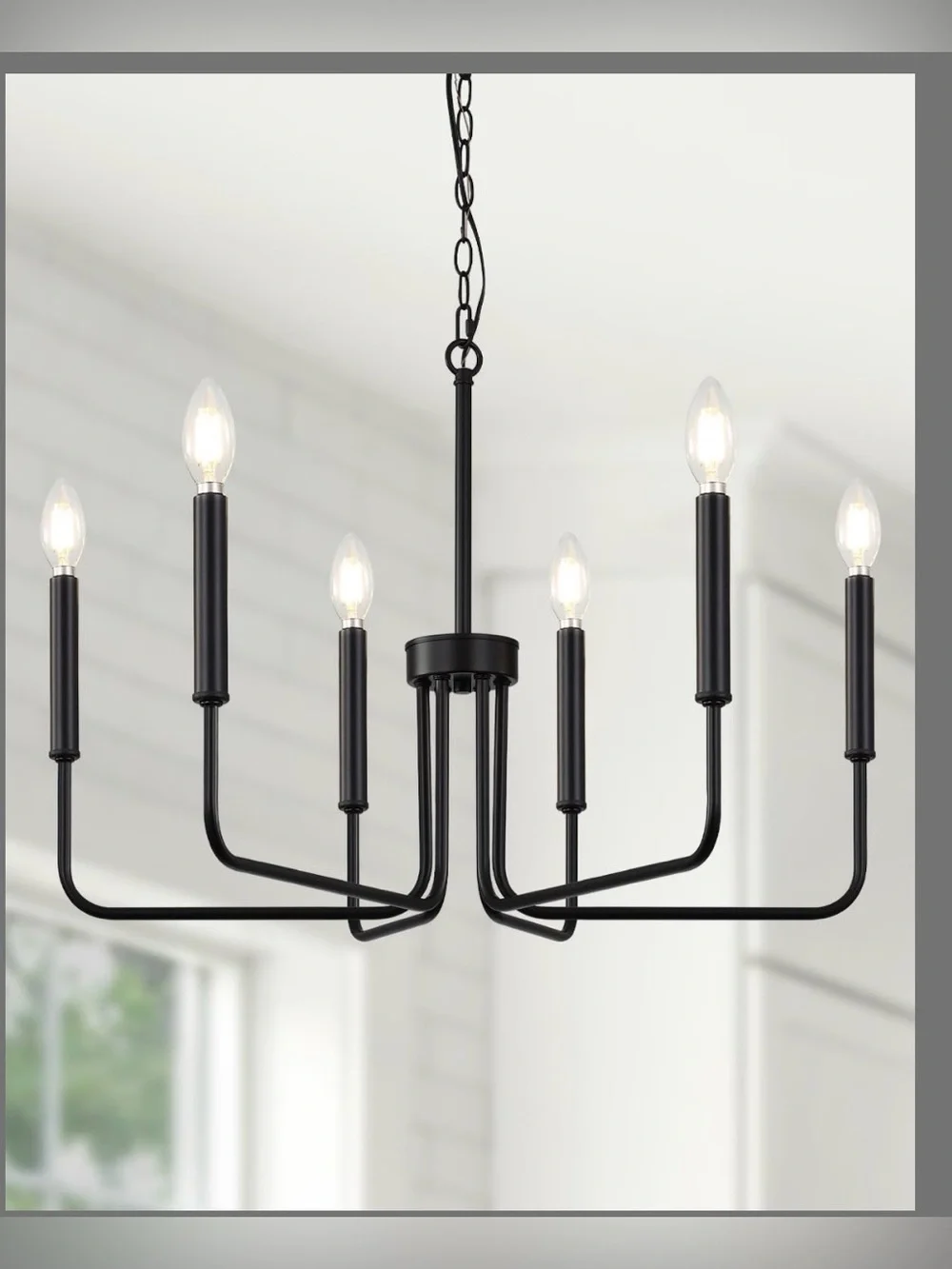 Modern 6-Light Black Chandelier Pendant